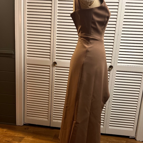 Petite Asymetric Sassy Brown Gown - Picture 3 of 8